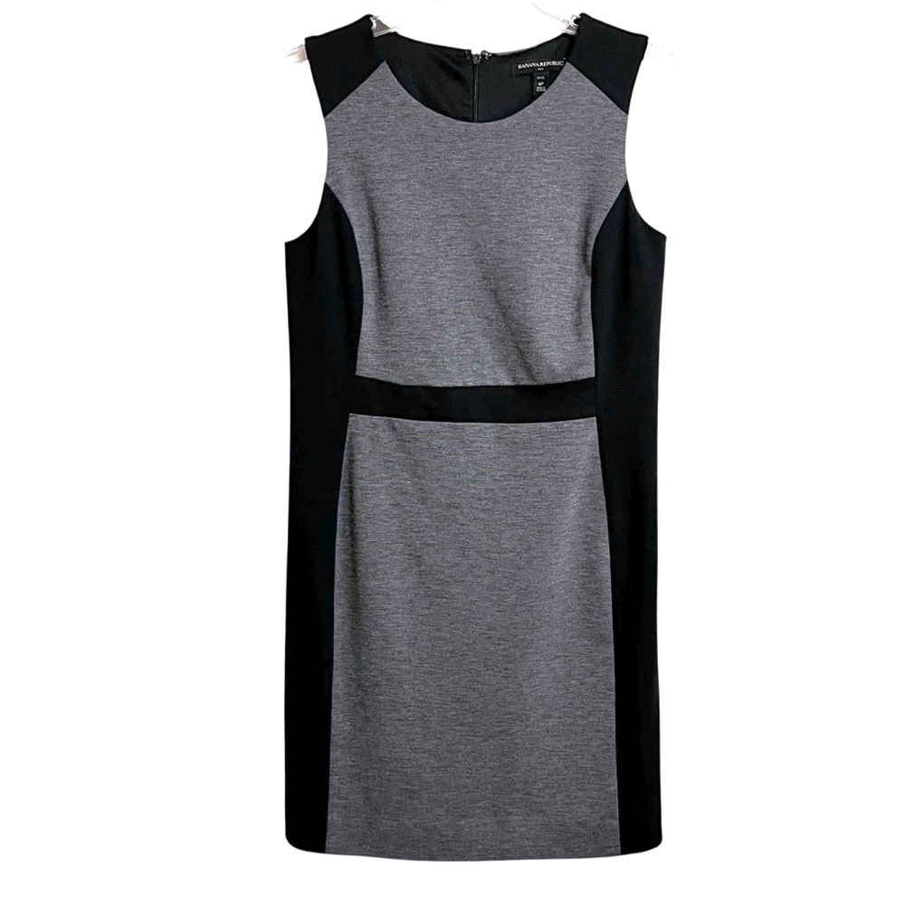 Banana Republic Factory Colorblock Sheath Dress Womens 6P Black Gray Career